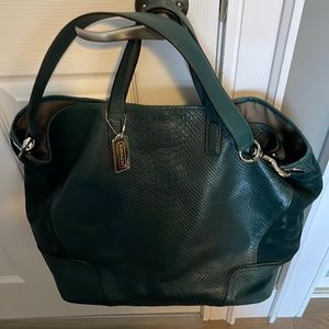 Coach dark green suede and embossed leather large purse.